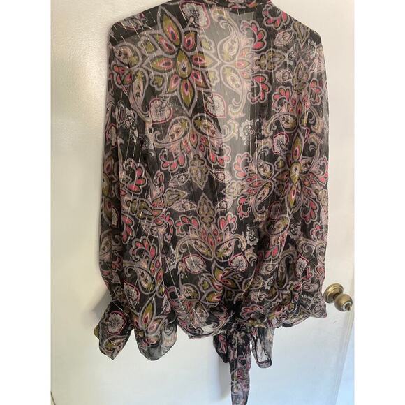 Free People x all tous floral boho wrap tie blouse one size - Picture 4 of 5